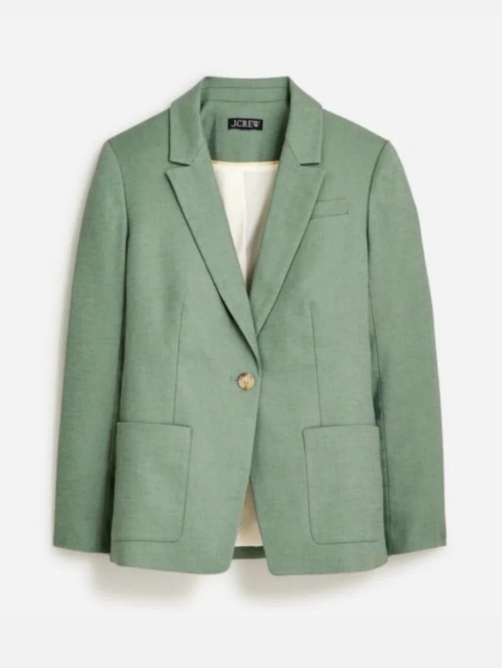 J.Crew Helena Linen Blend Blazer 10P Sage Green Tailored Office Preppy Jacket